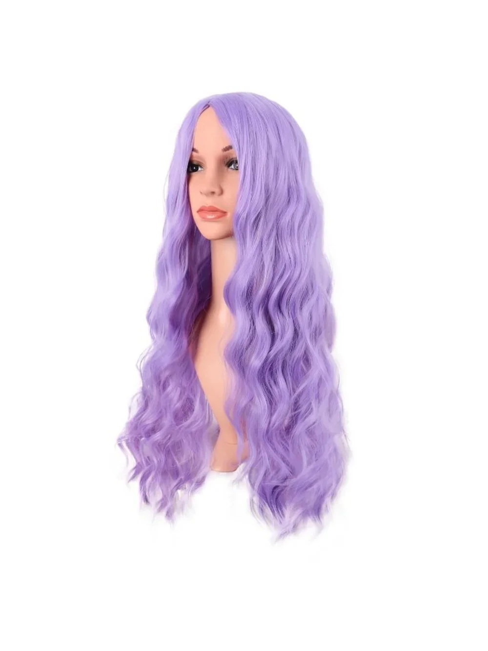 Women's Light Purple 28 Inch Synthetic Fiber Long Middle Part Curly Cosplay Wigs